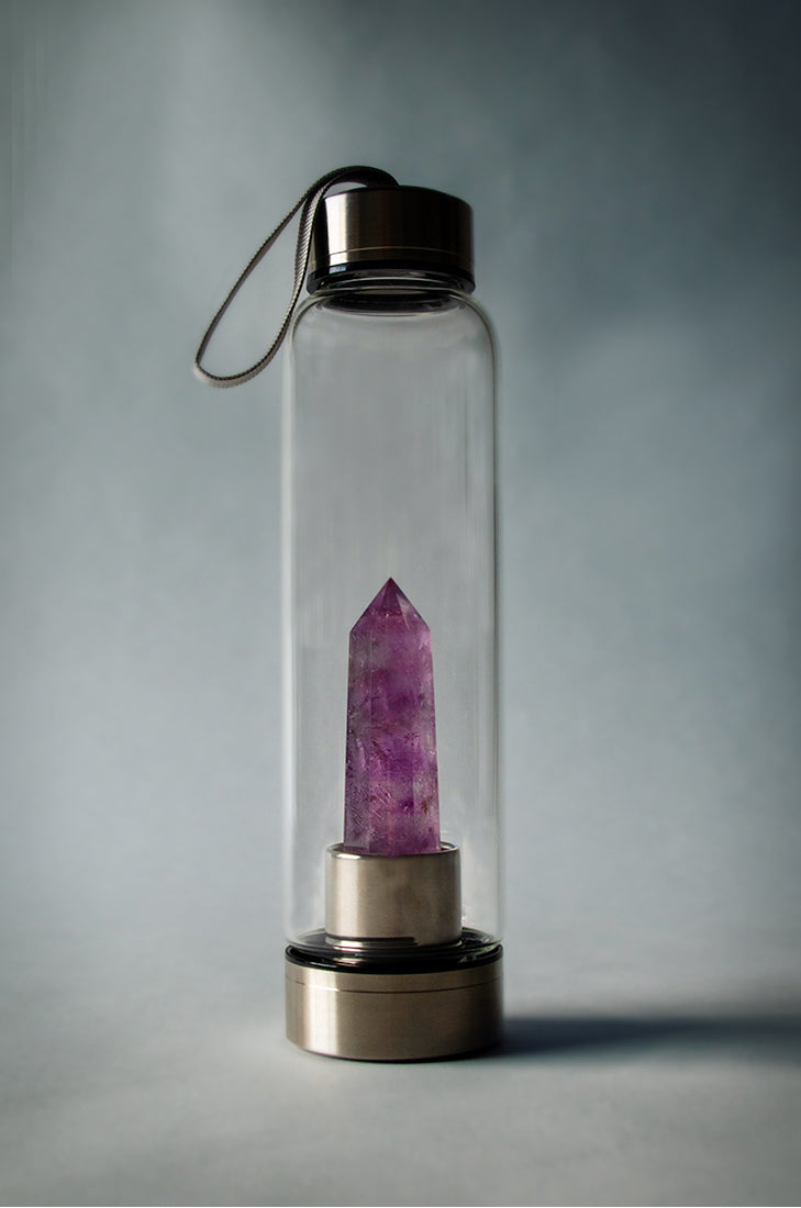 Amethyst crystal water bottle